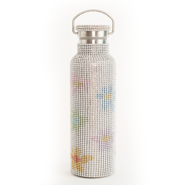 MULTI DAISY RHINESTONE WATER BOTTLE