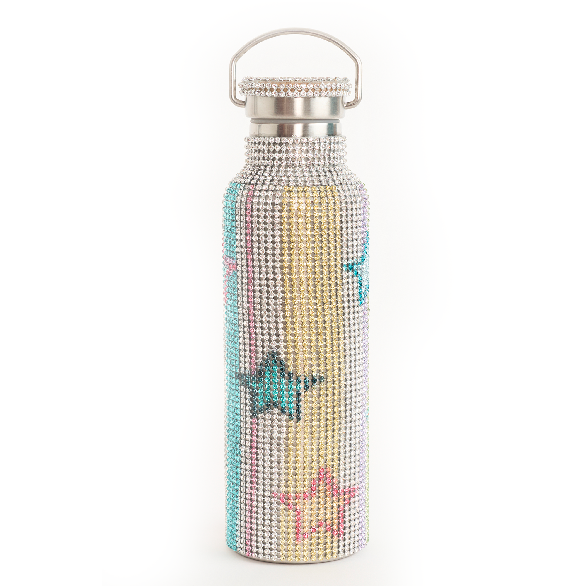 STAR STRIPE MULTI RHINESTONE WATER BOTTLE