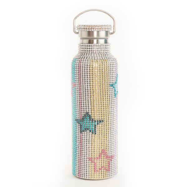 STAR STRIPE MULTI RHINESTONE WATER BOTTLE