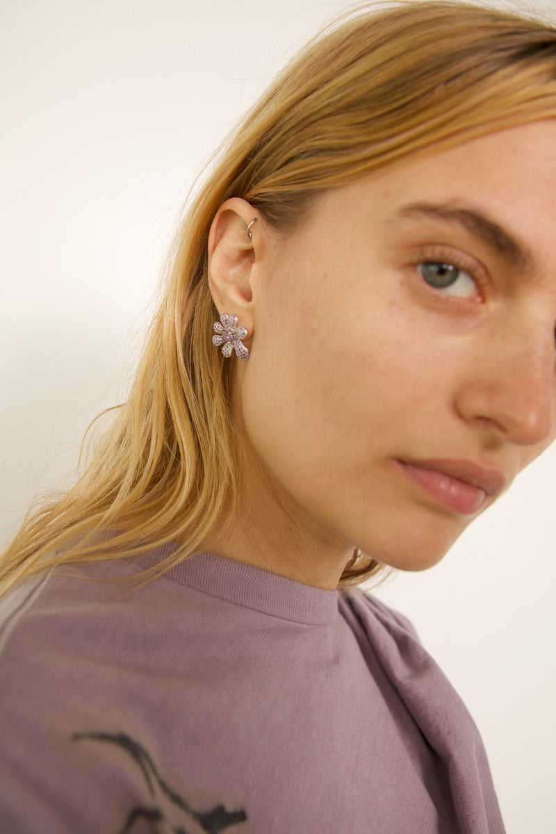 AMETHYST PAVE SQUASHED BLOSSOM EARRING