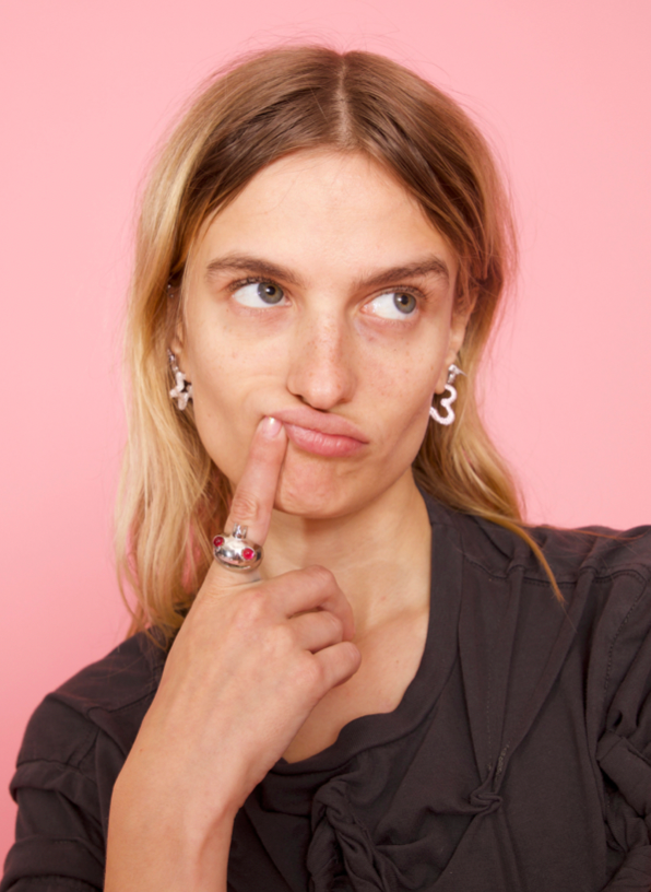 FROG PRINCE RING SILVER-PINK