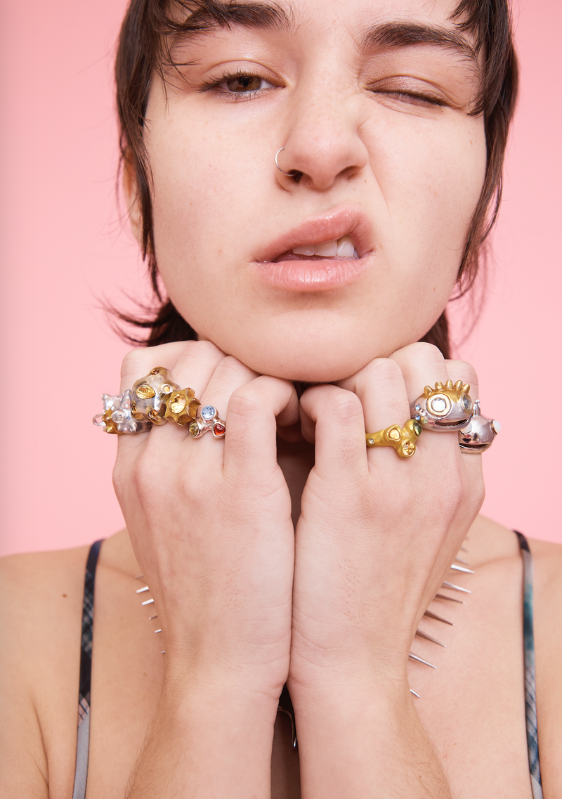 SILVER MOONSTONE FROG PRINCE RING