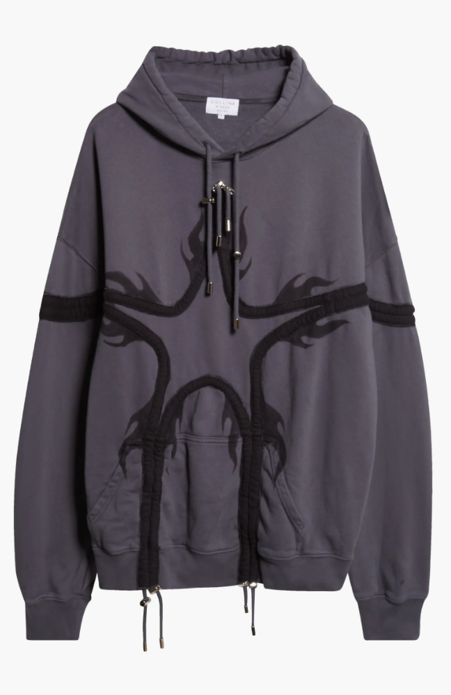 CHARCOAL FLAMES STAR HOODIE