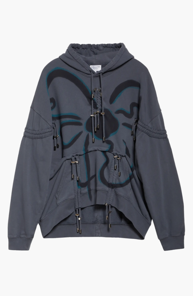 CHARCOAL FLOWER  BURST HOODIE