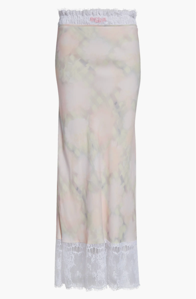 WASHED DAISY PLAID LACE YOD SKIRT