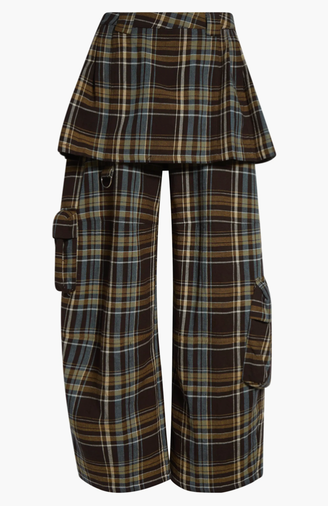 LOAM PLAID LAWN SKIRT CARGO PANT
