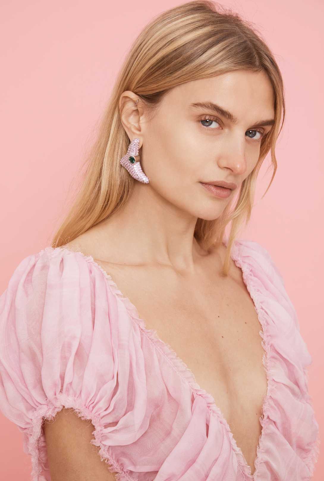 PINK EMERALD SUPER TRIGON STUDS