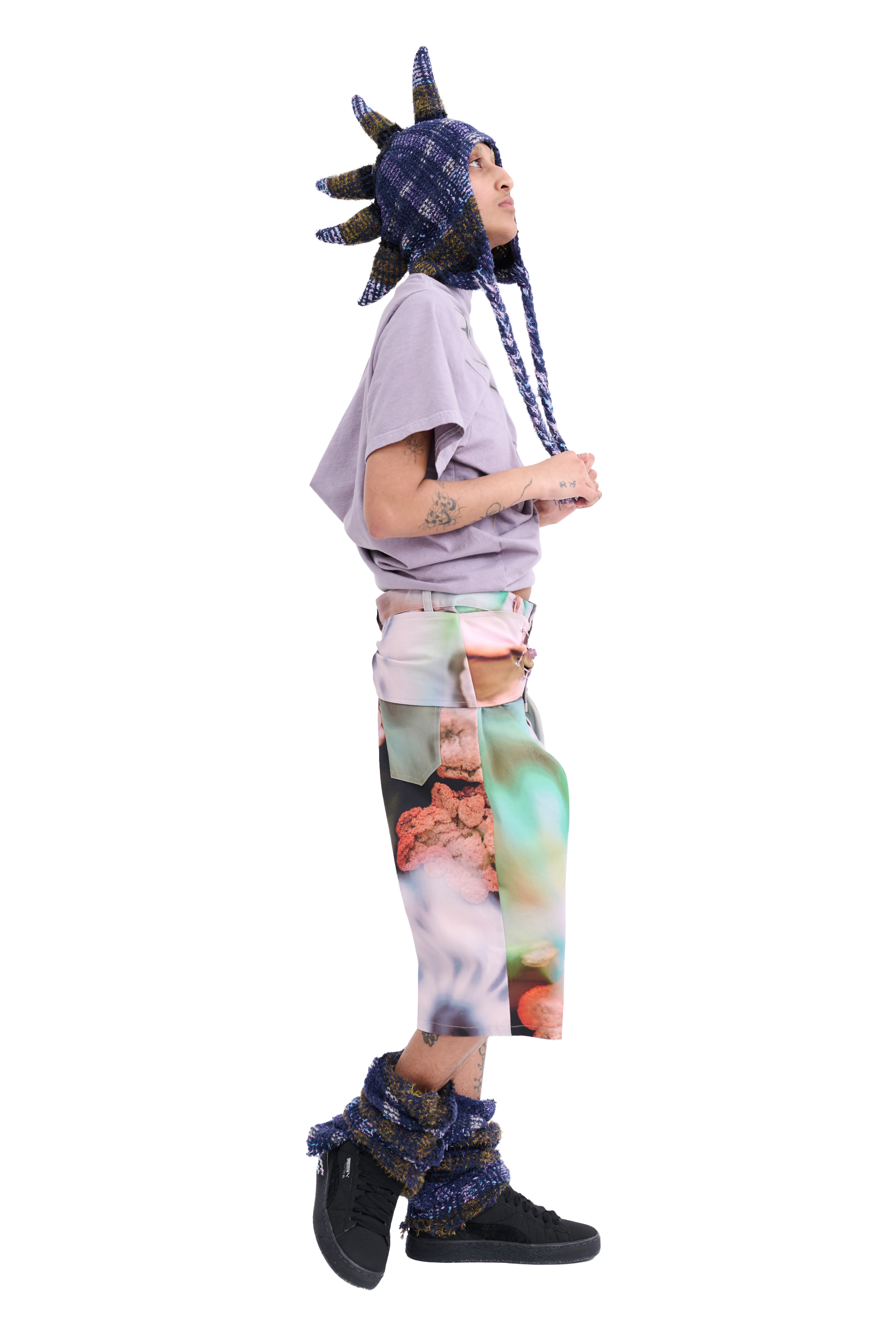 VITELLI PURPLE PLAID SPIKY HAT