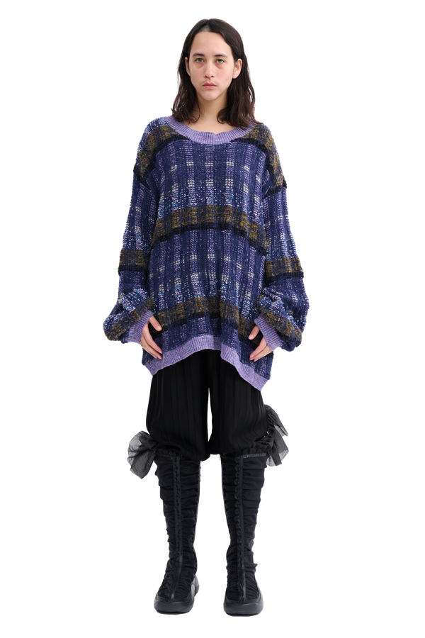 VITELLI PURPLE PLAID WOOLLY SWEATER