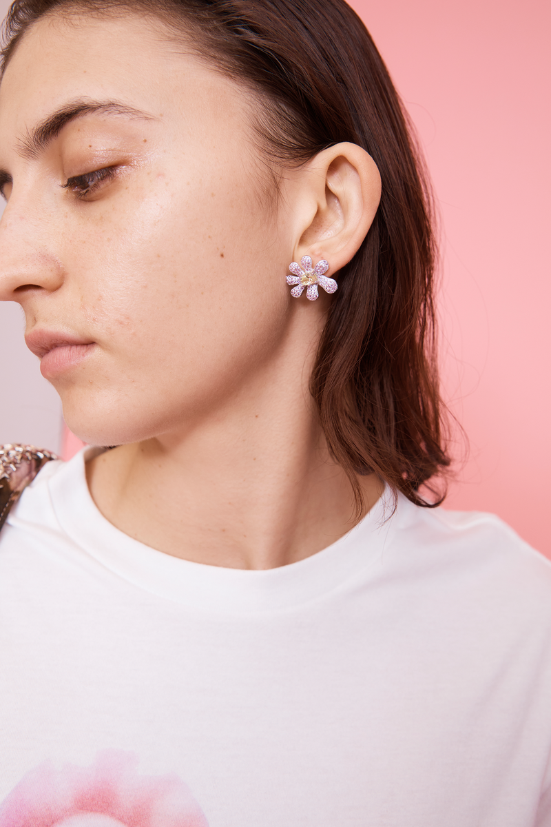 HOT PINK CANARY SQUASHED BLOSSOM EARRING