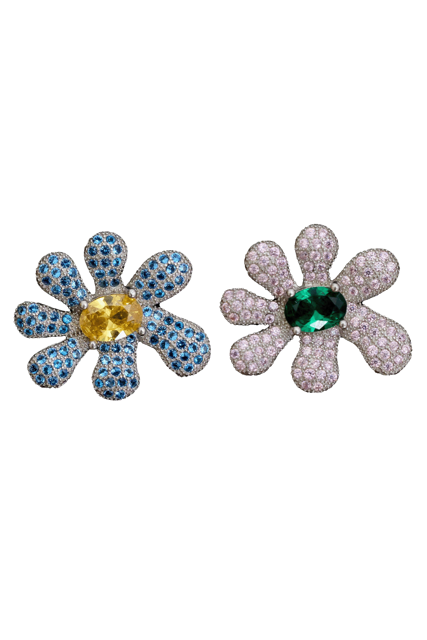 EMERALD & AQUAMARINE SQUASHED BLOSSOM EARRING