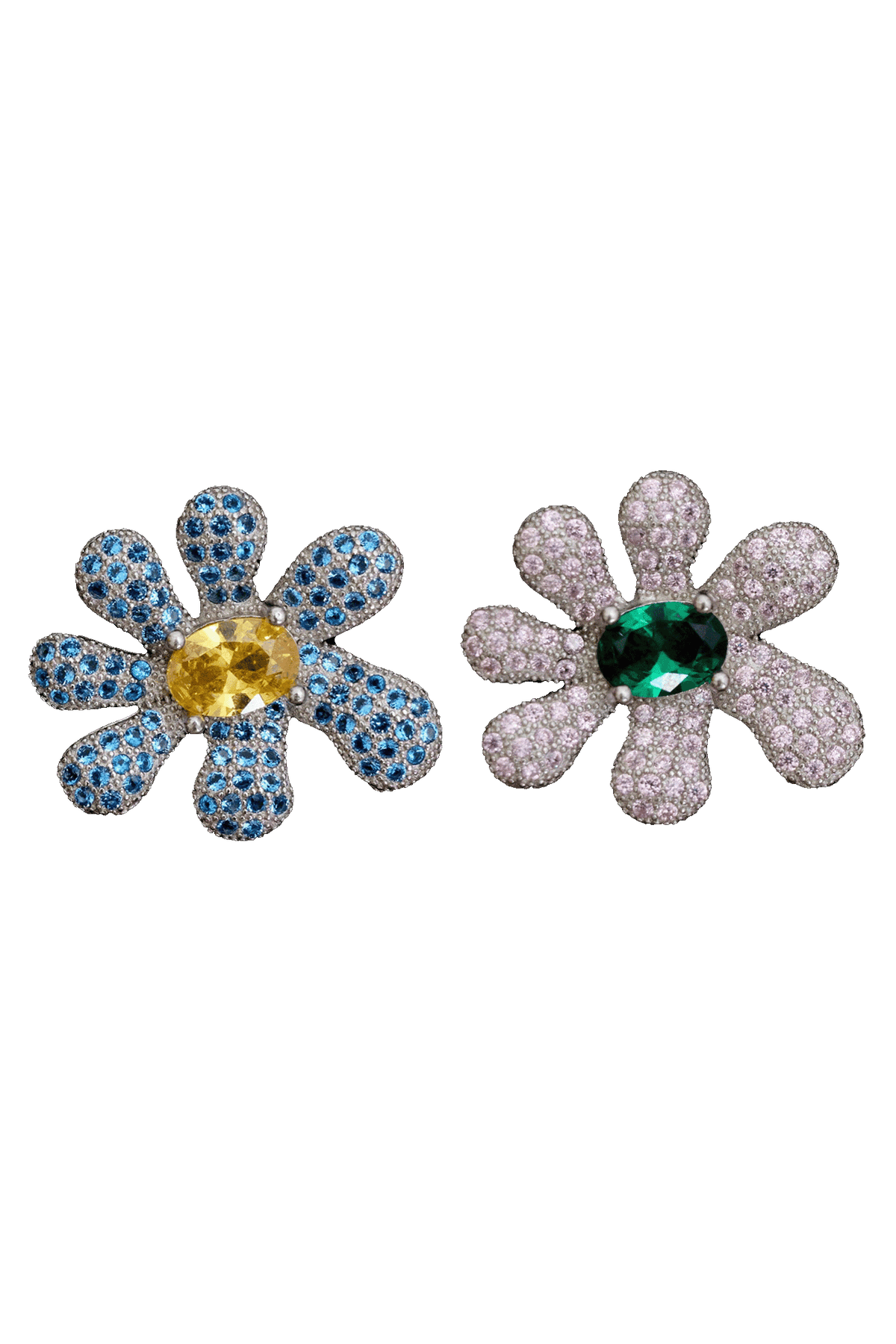 EMERALD & AQUAMARINE SQUASHED BLOSSOM EARRING