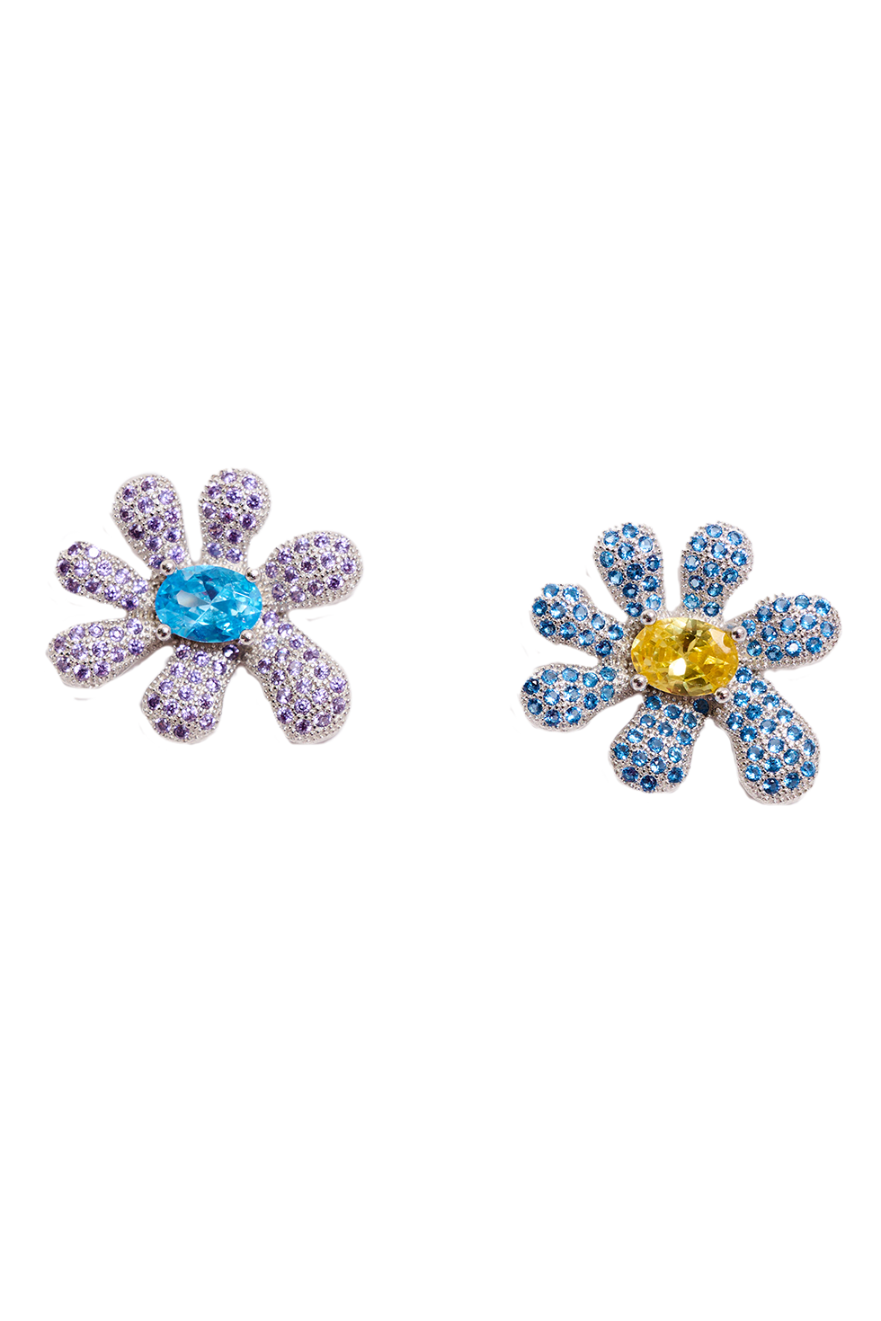 AQUAMARINE & AMETHYST SQUASHED BLOSSOM EARRING