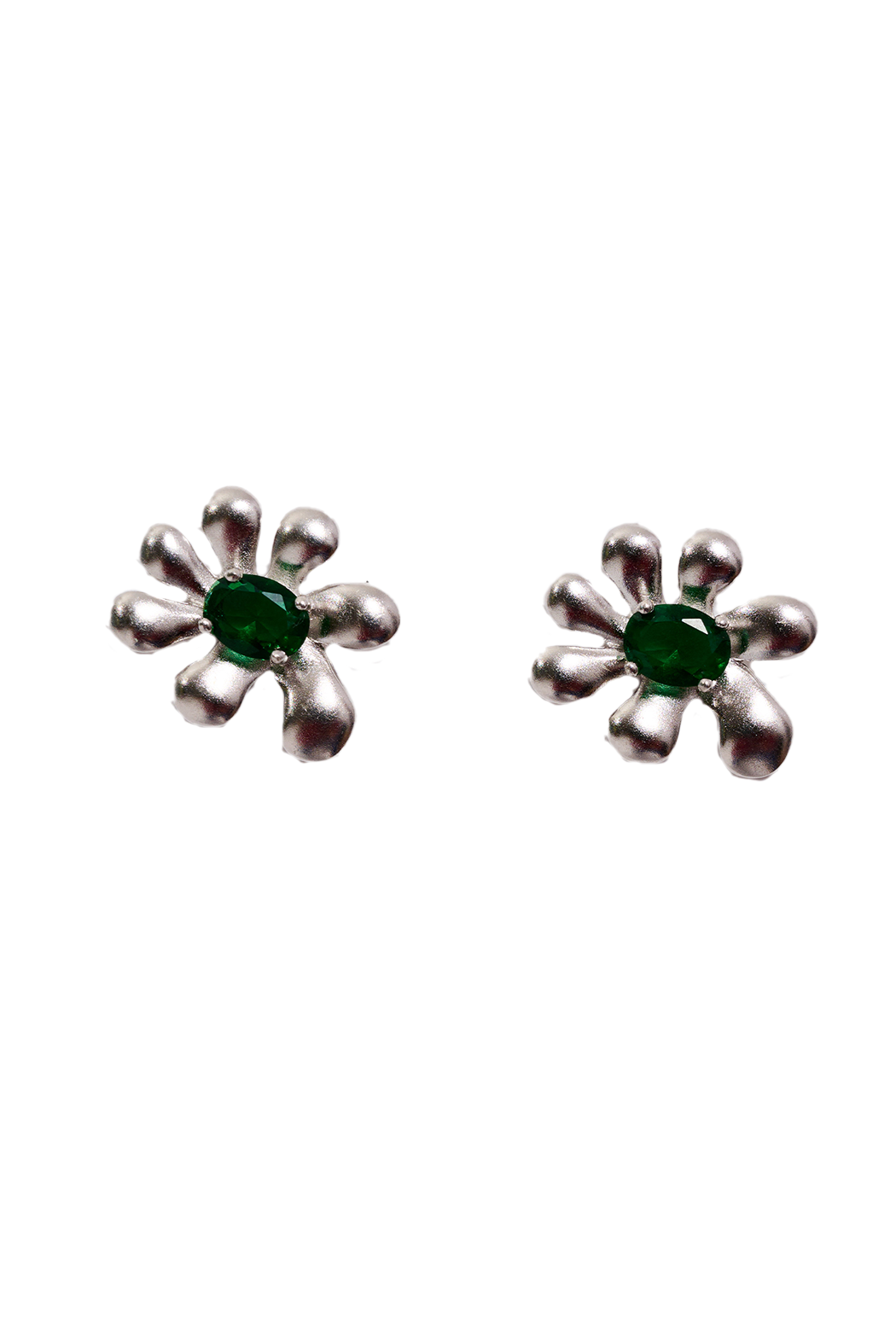 EMERALD SQUASHED BLOSSOM EARRING