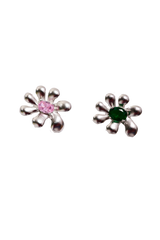 LIGHT ROSE-EMERALD SQUASHED BLOSSOM EARRING