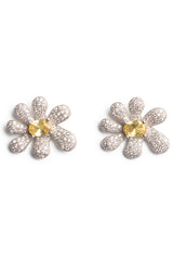 CANARY CRYSTAL PAVE SQUASHED BLOSSOM EARRING
