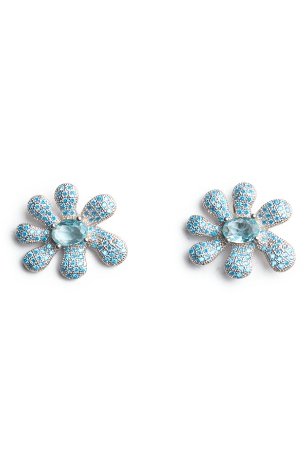 SKY PAVE SQUASHED BLOSSOM EARRING