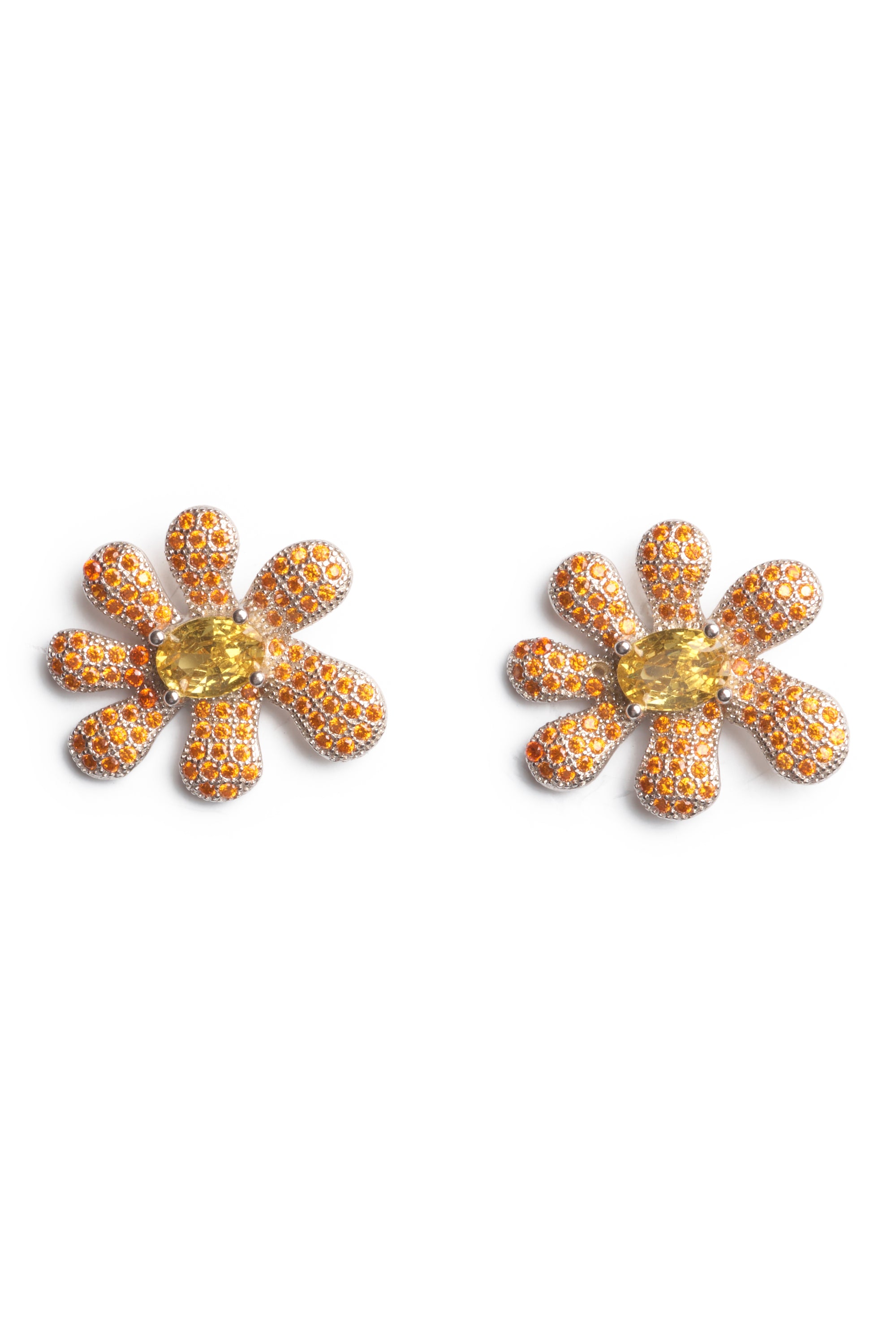TOPAZ PAVE SQUASHED BLOSSOM EARRING