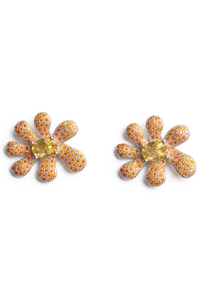 TOPAZ PAVE SQUASHED BLOSSOM EARRING