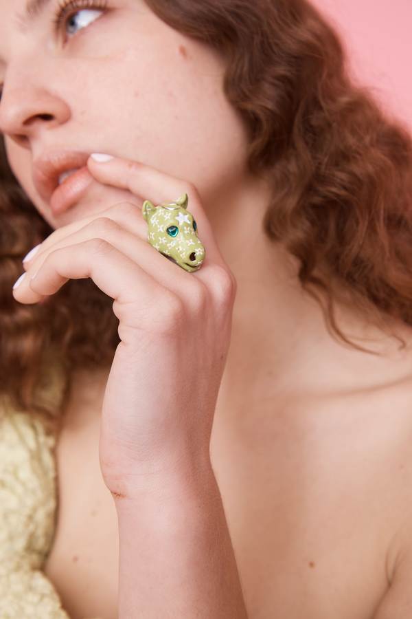 LIME FLOWERS BABY PONY RING