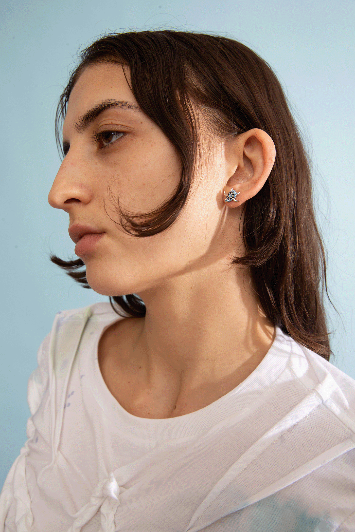 AQUAMARINE SPIKE MONSTER MIX EARRING