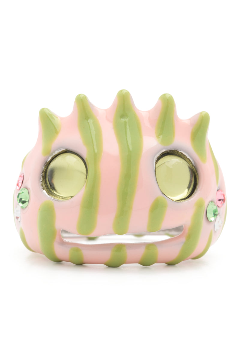 LIME PINK STRIPE LIBERTY FROG RING