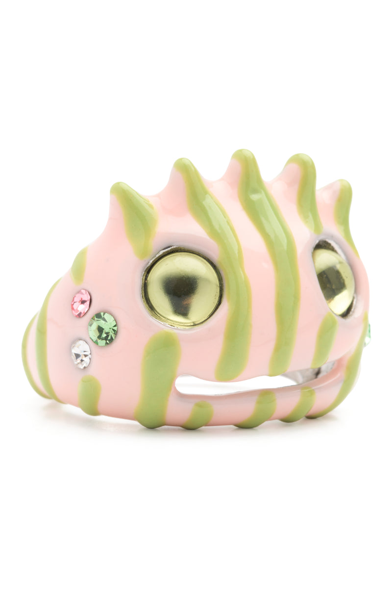 LIME PINK STRIPE LIBERTY FROG RING