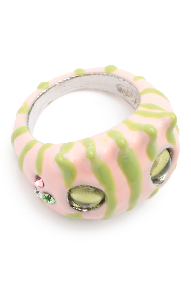 LIME PINK STRIPE LIBERTY FROG RING