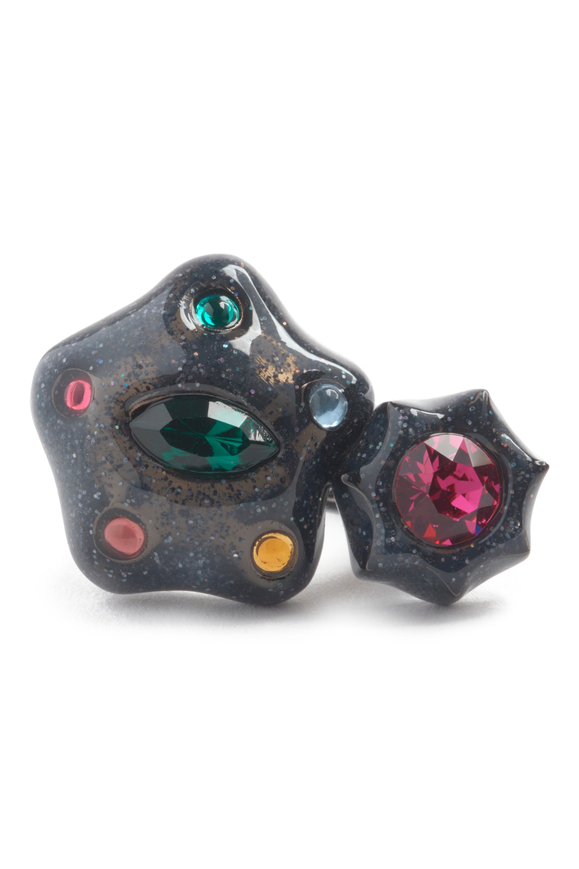 GLITTER BLACK STARLET RING