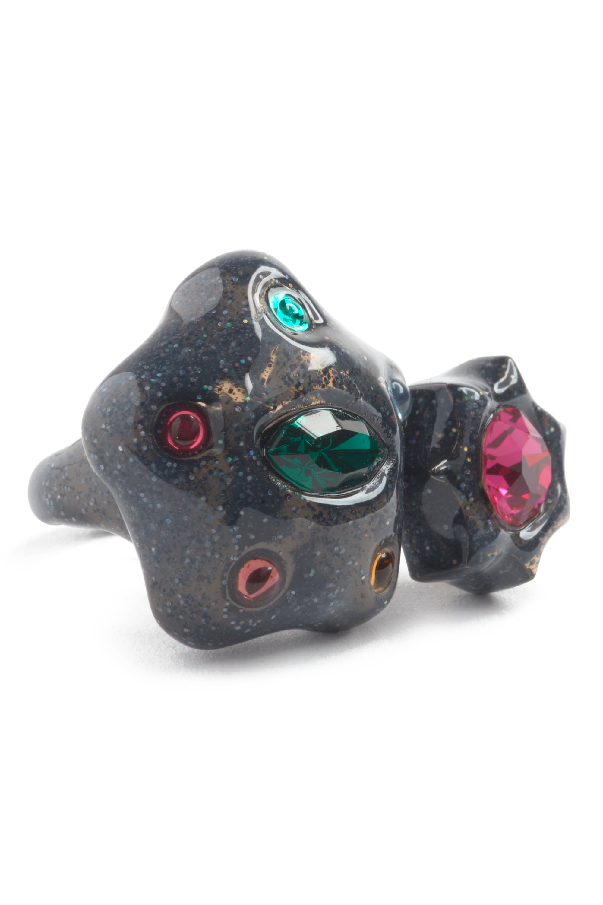 GLITTER BLACK STARLET RING