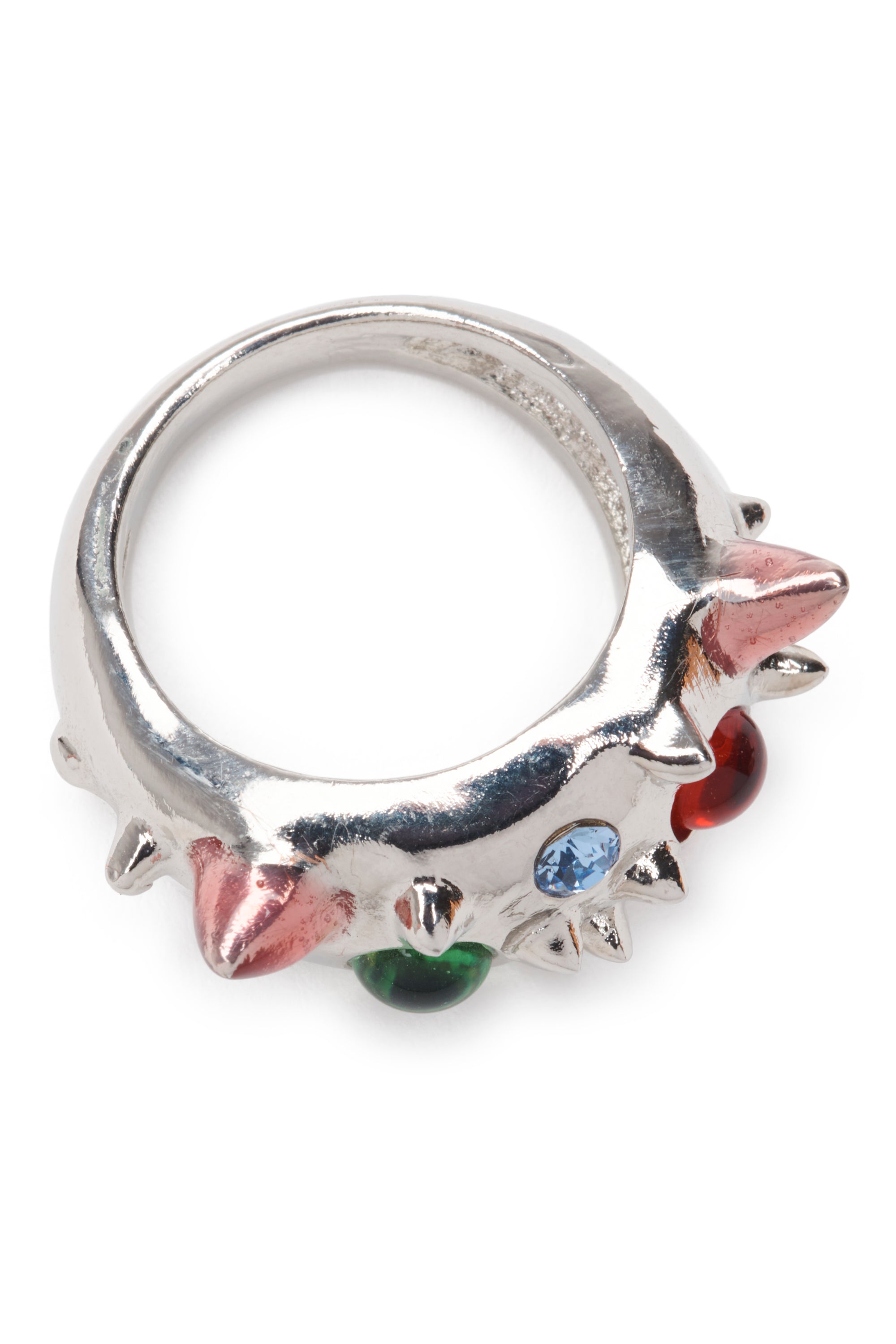 Spiky ring with crystals and cabochons.&nbsp;