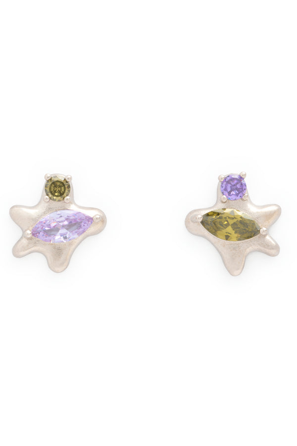 OLIVE AMETHYST STELLA STUDS