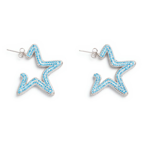 【関税込み】Collina Strada シルバー Star Trail ピアス CRYSTAL CLEAR SUPER STAR HOOPS | COLLINA STRADA – Collina Strada