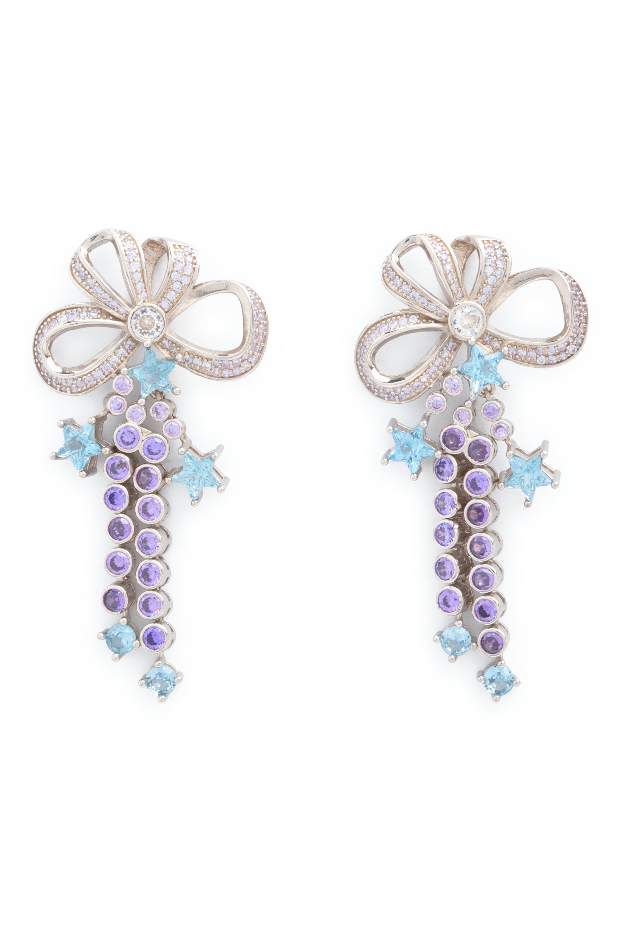 AMETHYST BOW JANGLE EARRINGS