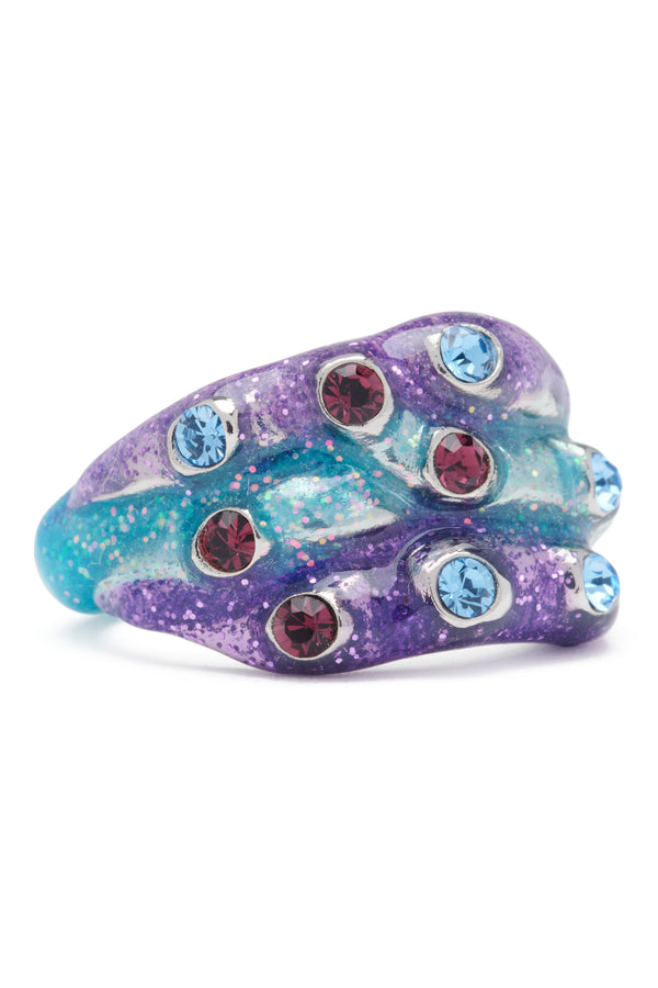 PERIWINKLE GLITTER STACKED RING