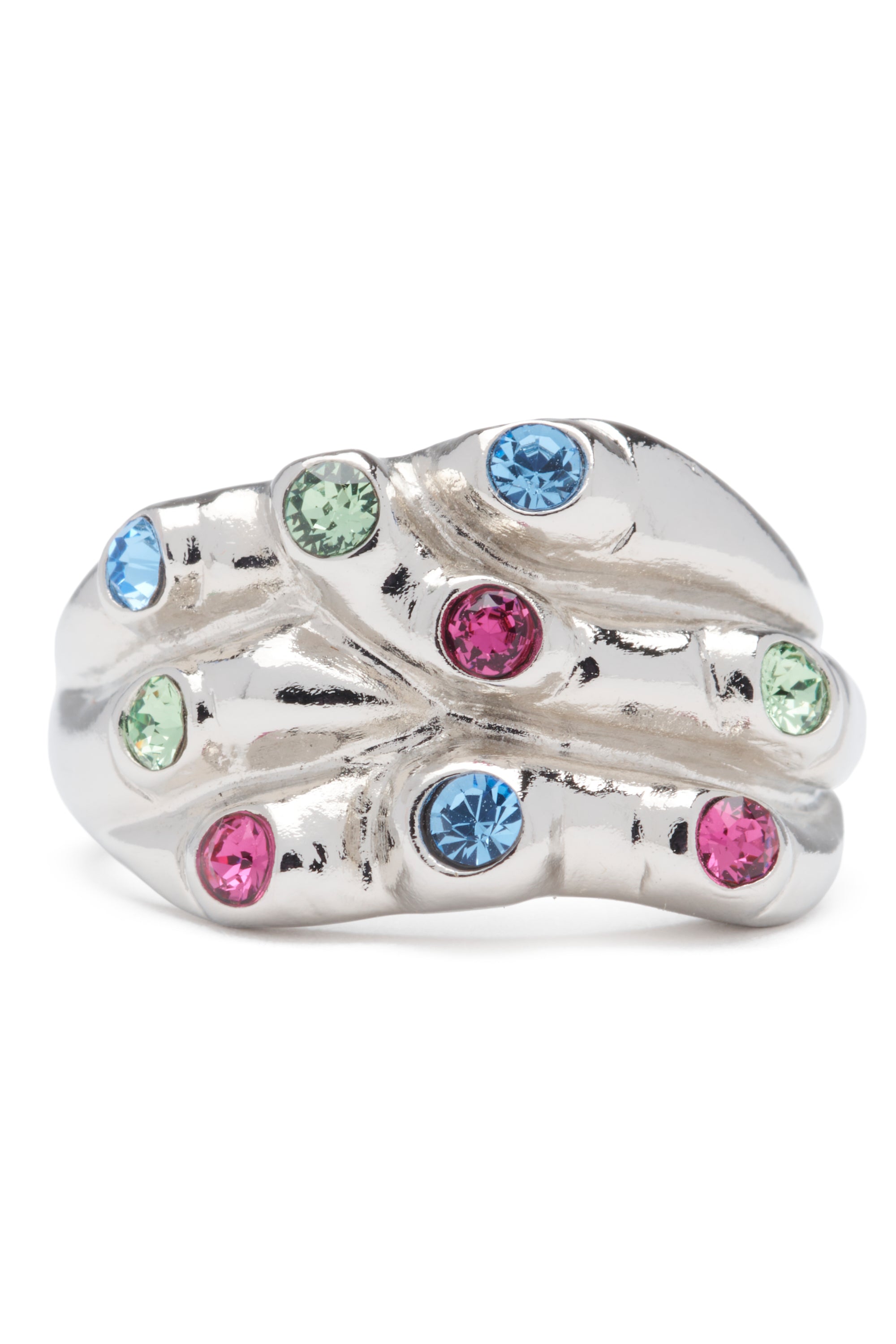 Organic, sculptural ring with glittery finish. Hand enameled. 