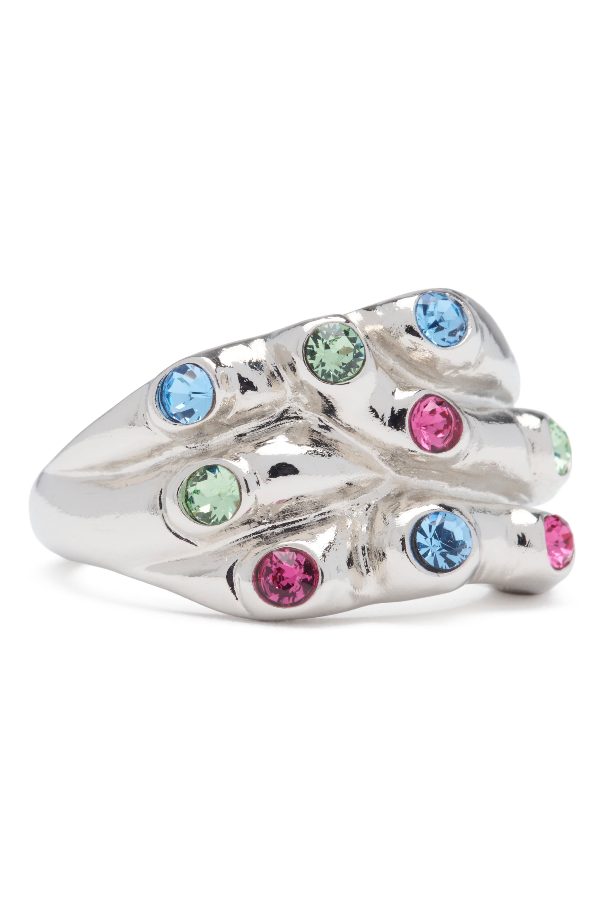 Organic, sculptural ring with glittery finish. Hand enameled. 