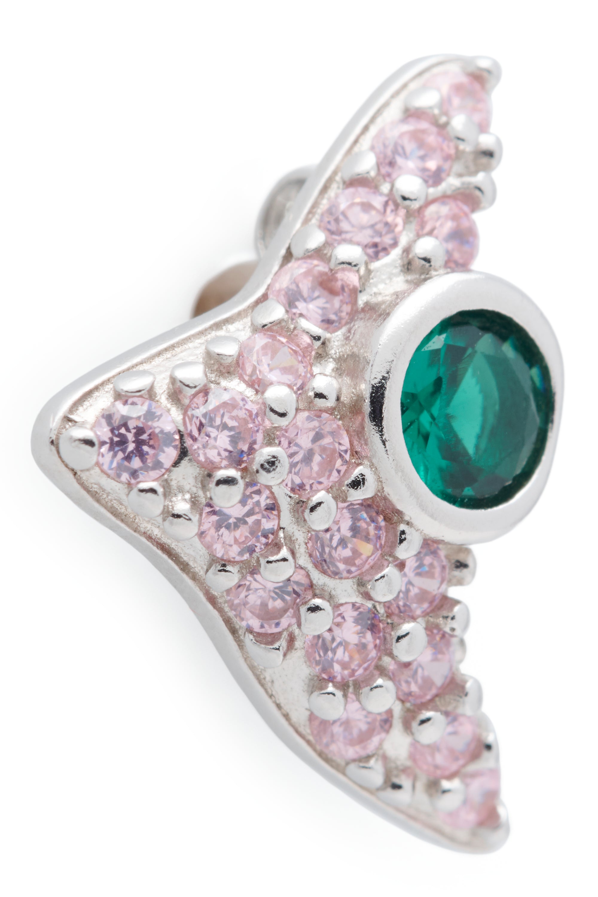 LIGHT PINK EMERALD TRIGON STUDS