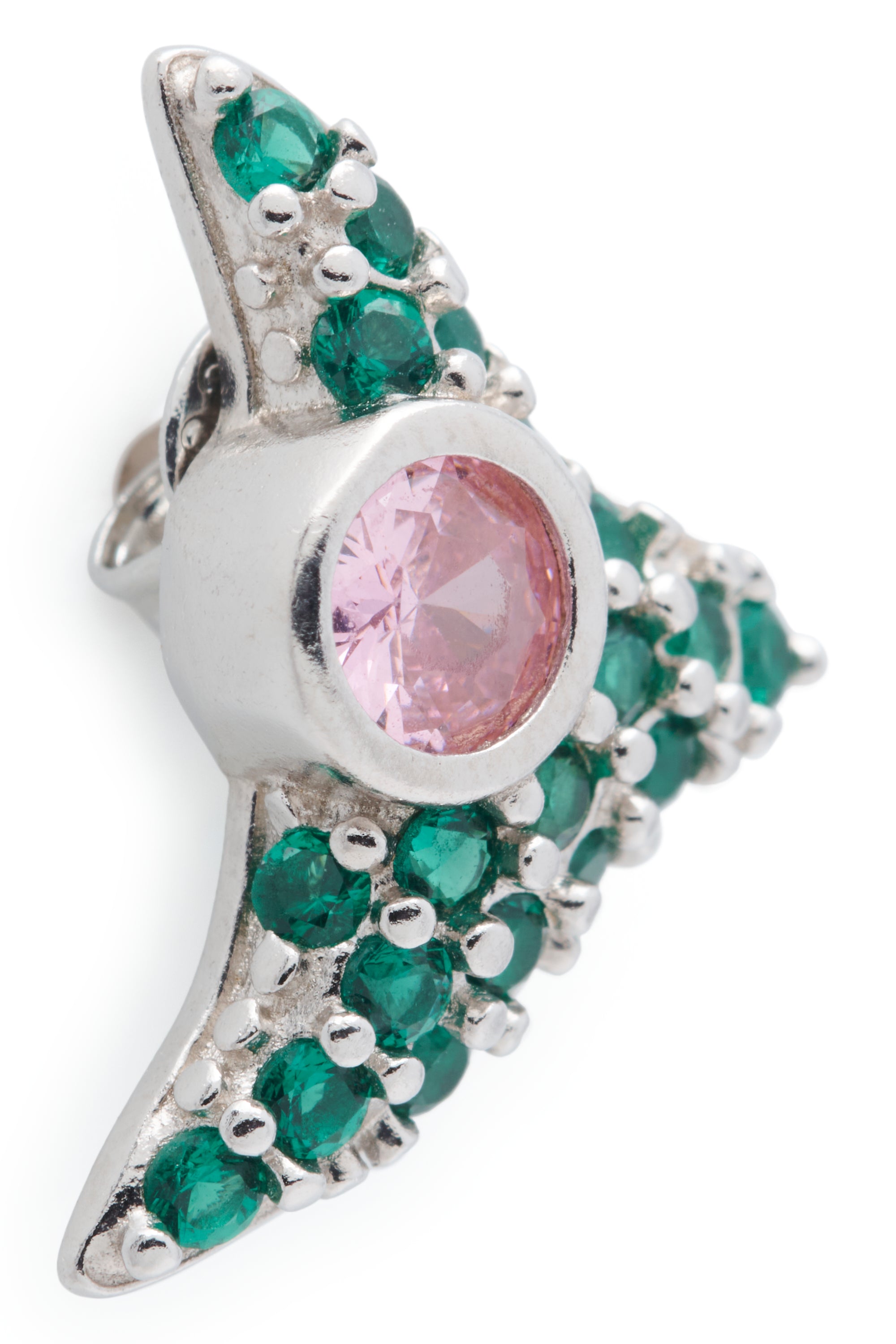 LIGHT PINK EMERALD TRIGON STUDS