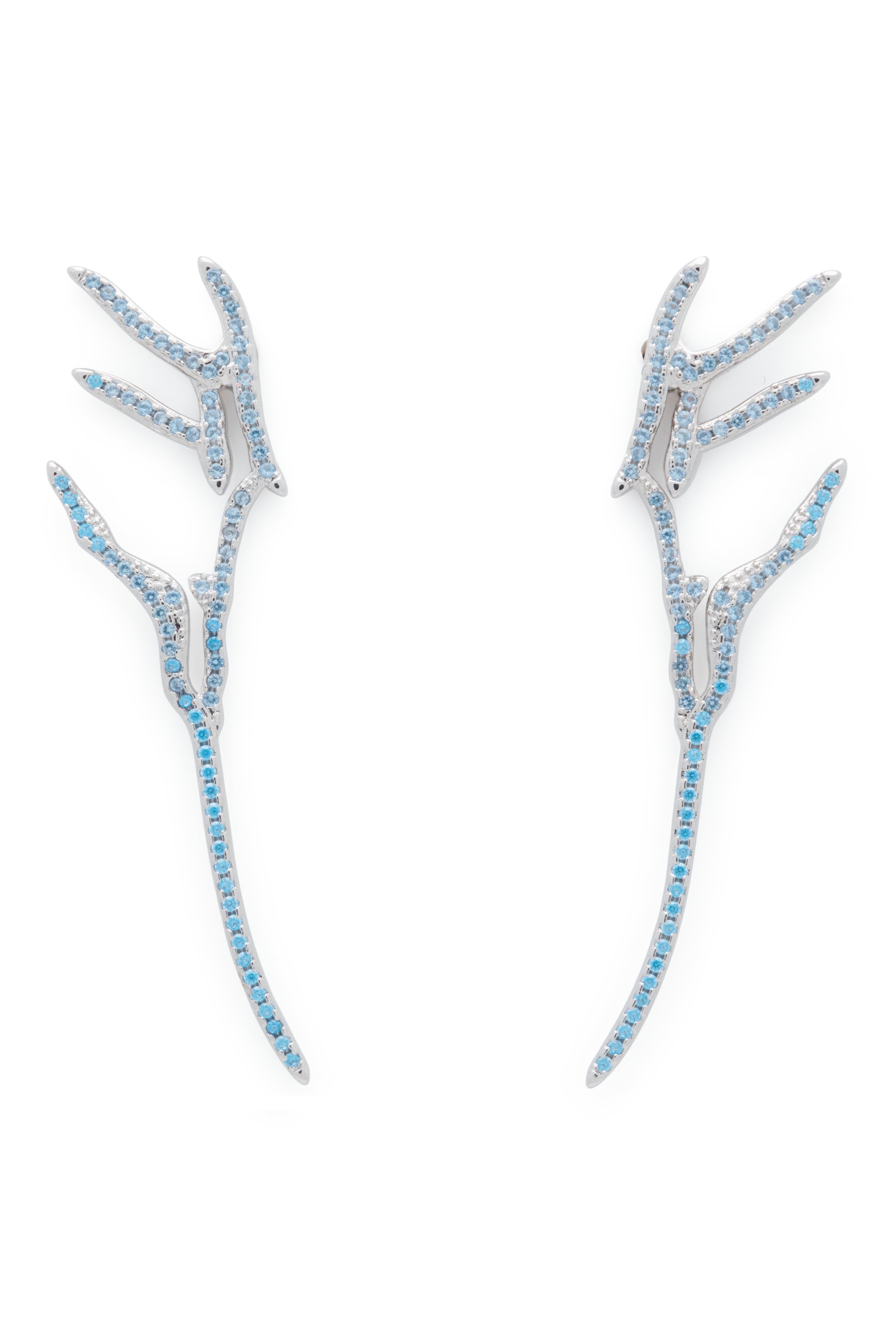 Delicate crystal pave stud earrings in an organic wing shape. Stud back.Sterling silver and Swarovski crystals