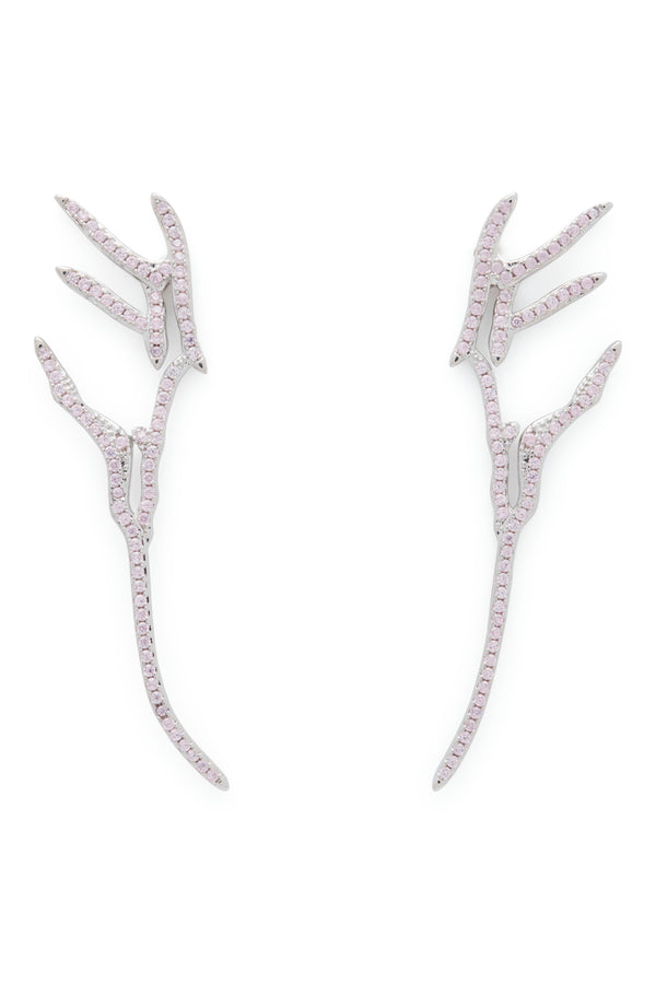 Delicate crystal pave stud earrings in an organic wing shape. Stud back.Sterling silver and Swarovski crystals