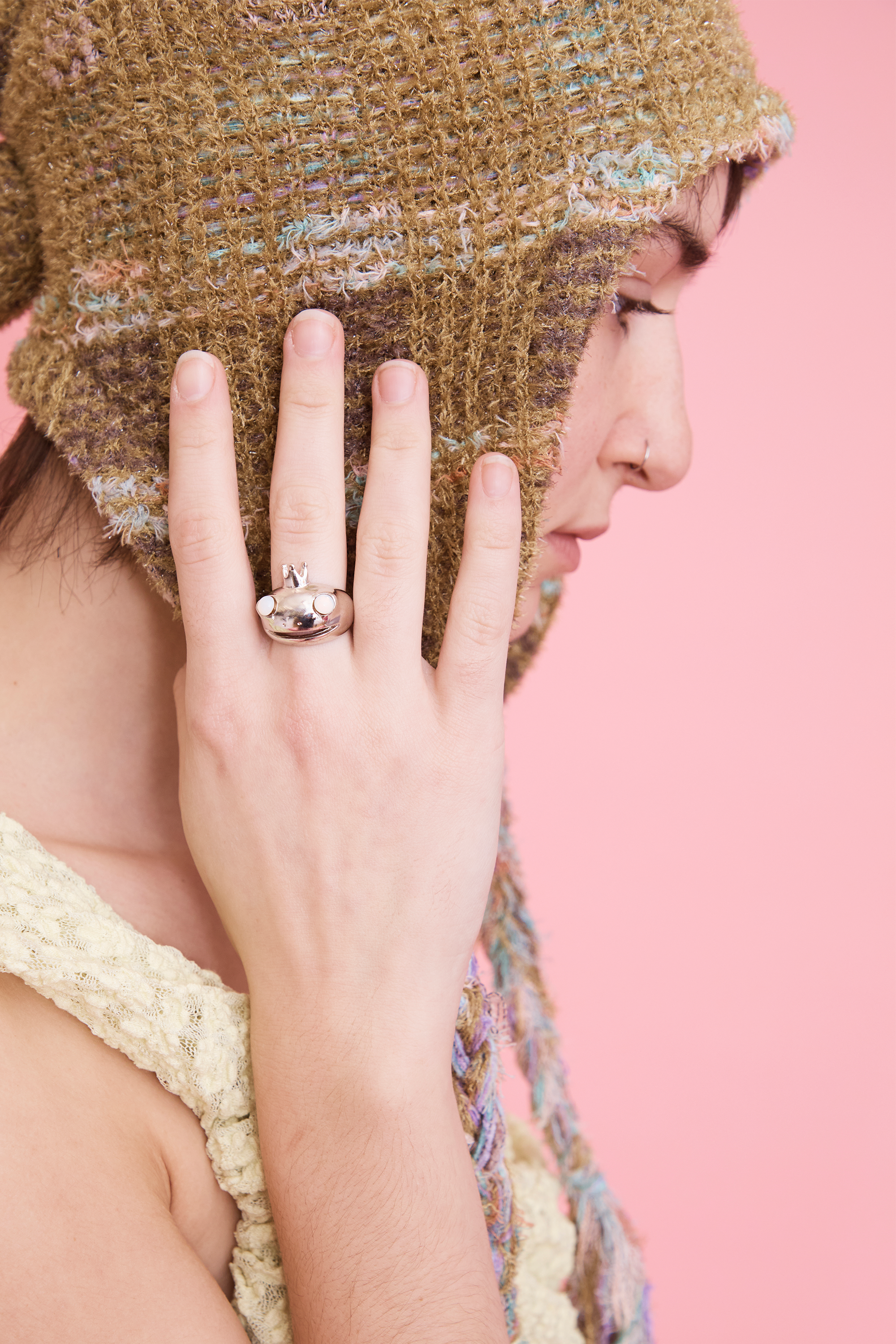 SILVER MOONSTONE FROG PRINCE RING