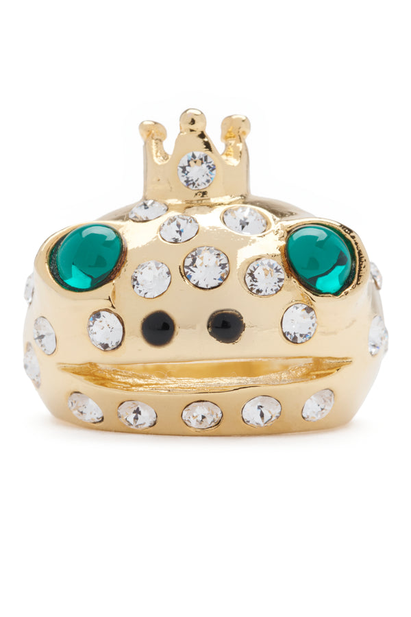 EMERALD GOLD FRECKLES FROG PRINCE RING