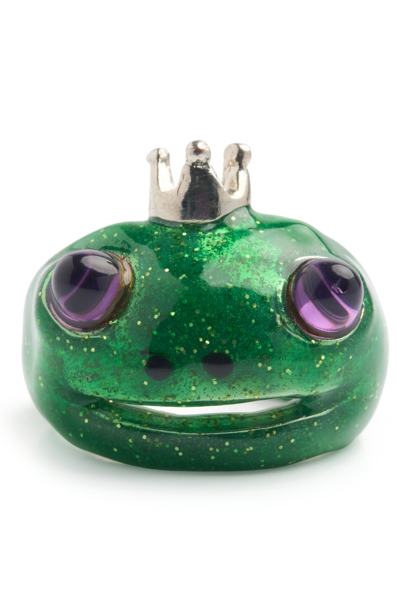 GLITTER GREEN FROG PRINCE RING