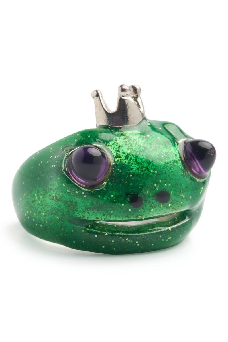 GLITTER GREEN FROG PRINCE RING