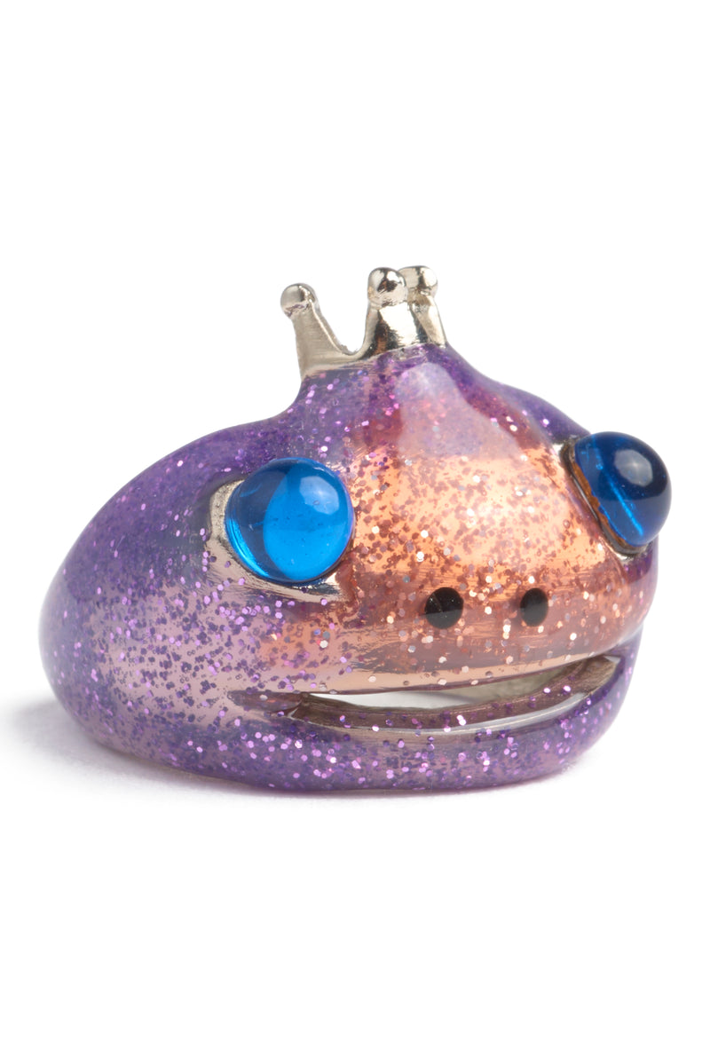 GLITTER PINK LILAC FROG PRINCE RING