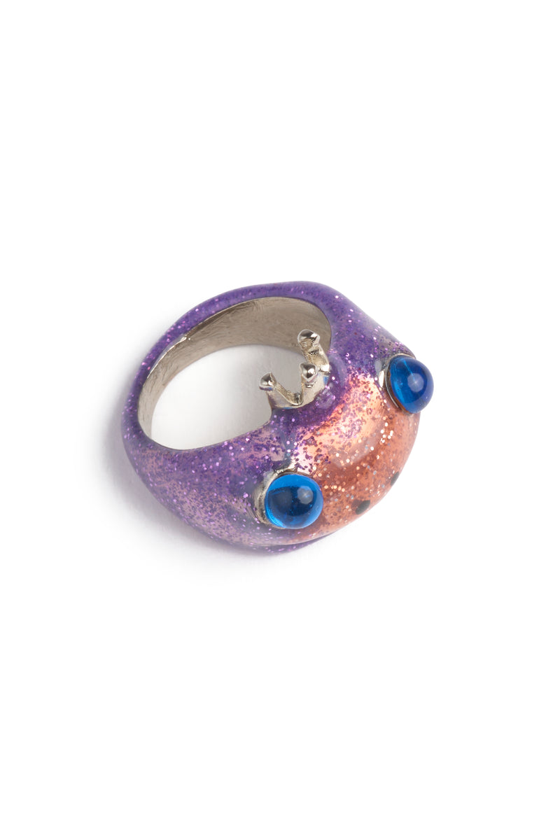 GLITTER PINK LILAC FROG PRINCE RING