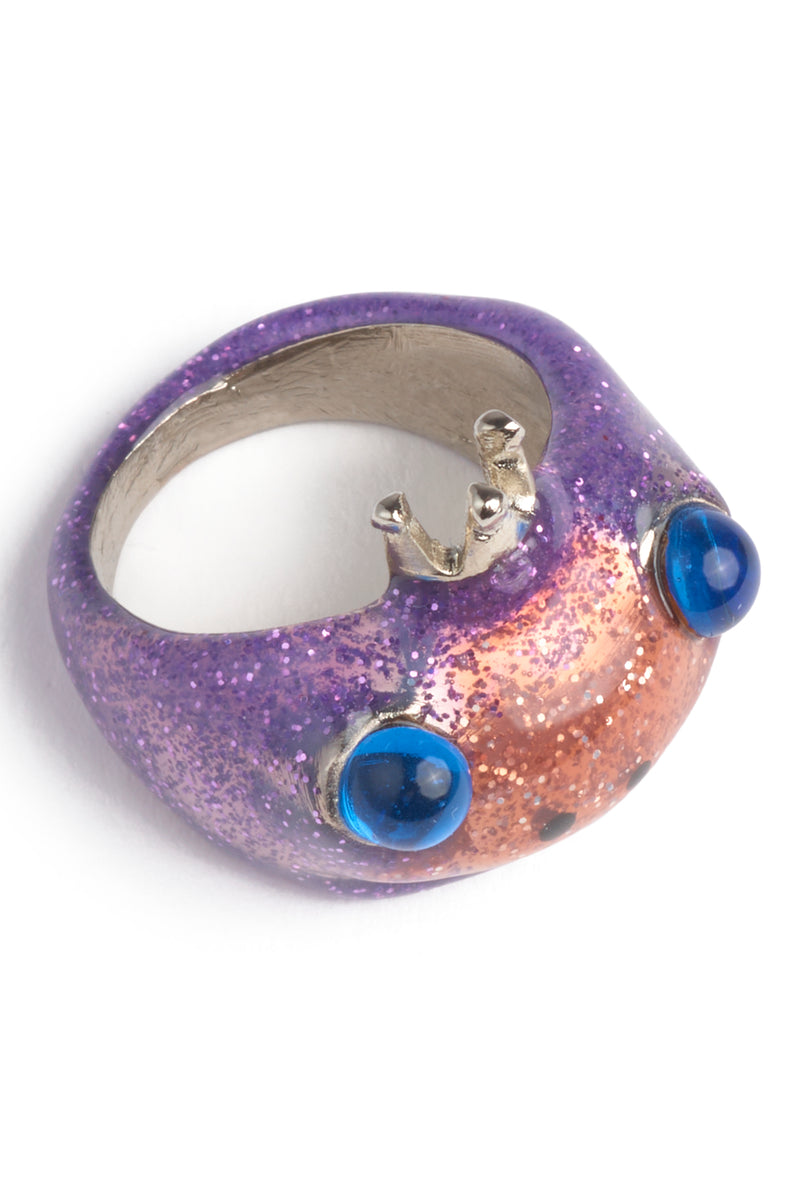 GLITTER PINK LILAC FROG PRINCE RING