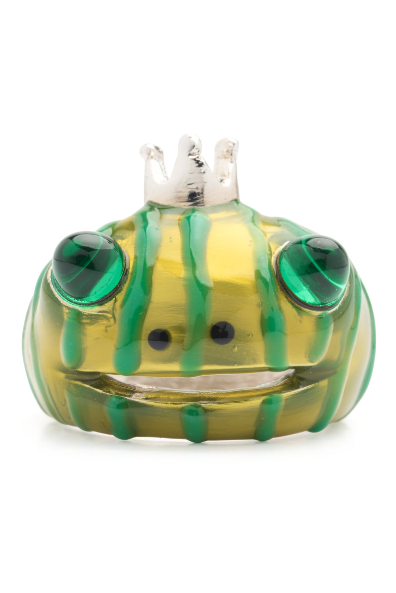 METALLIC FOREST STRIPE FROG PRINCE RING