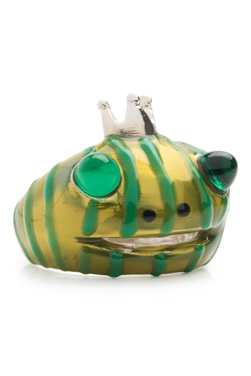 METALLIC FOREST STRIPE FROG PRINCE RING